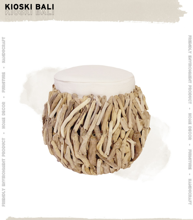 DRIFTWOOD STOOL WITH CUSHION