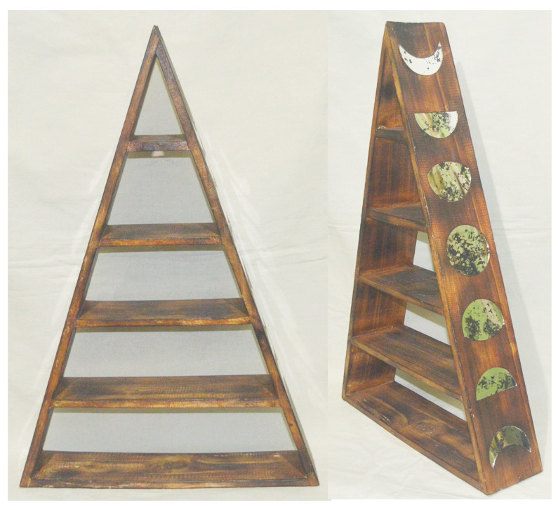 Rak Pajangan dengan Dekorasi Metamorfosa Bulan dari Kaca