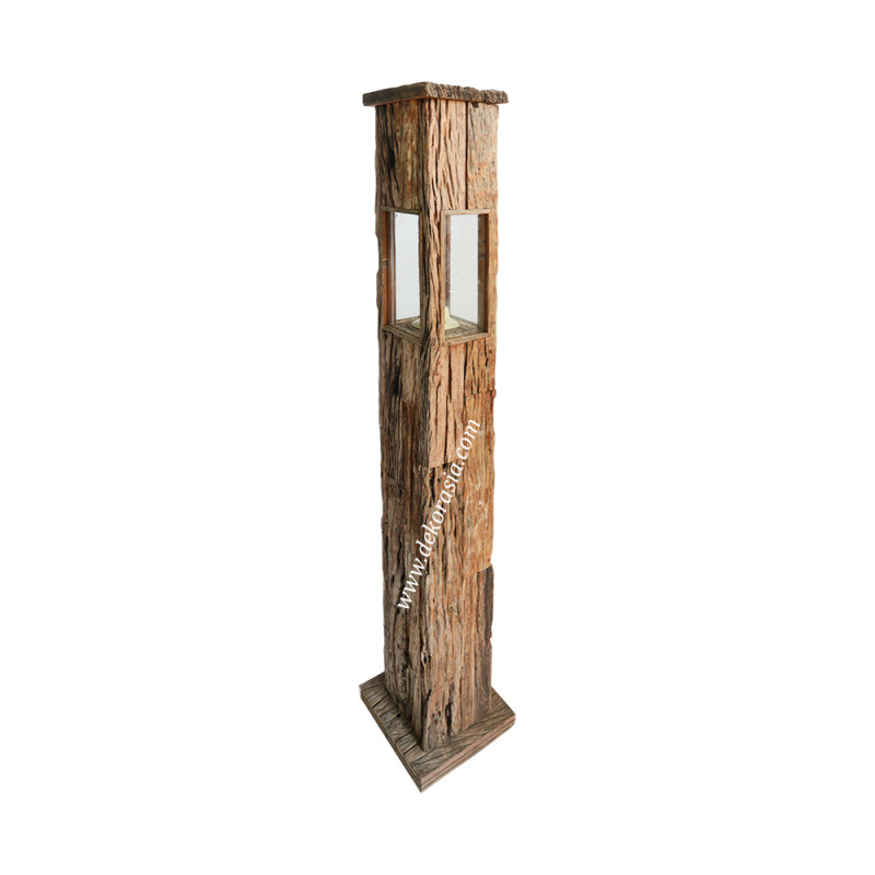 Rustic Wood Standing Lamp Made from Reclaimed Railway Wood, Unique Lighting for a Cozy and Natural