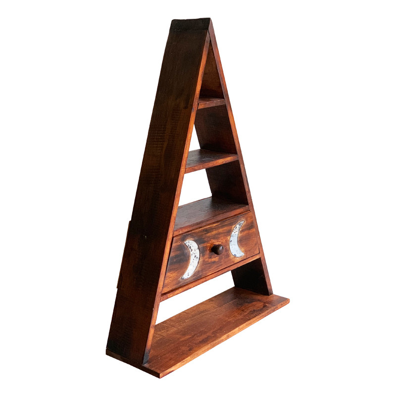 Rak Pajangan dengan Dekorasi Bulan Sabit dari Kaca