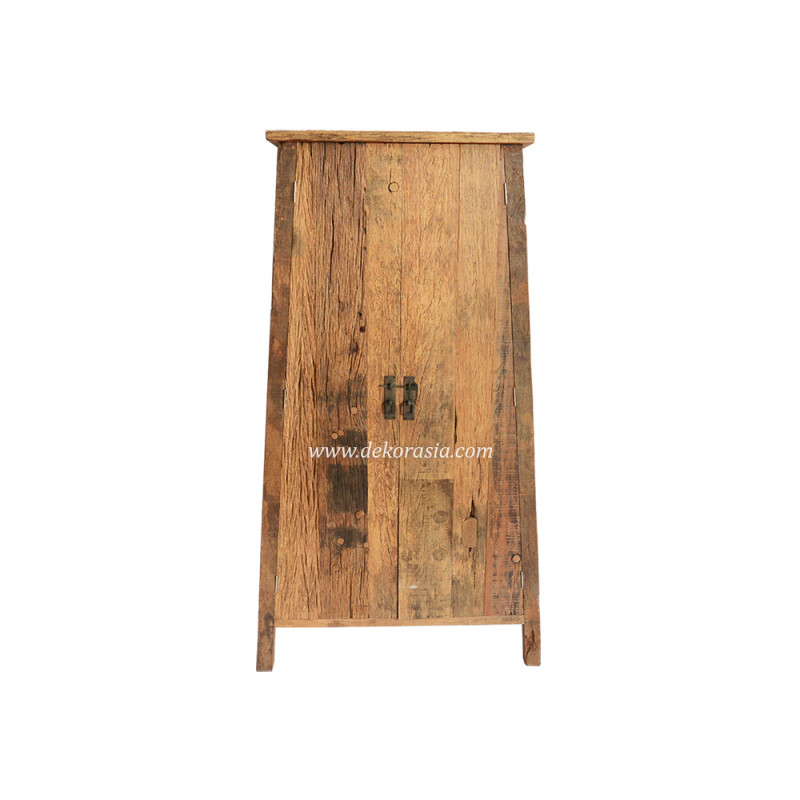 Rustic Solid Wood Wardrobe Cabinet Vintage Reclaimed Teak Closet Furniture for Bedroom Storage